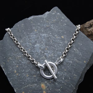 Collier ancien en argent avec fermoir à bascule chaîne Rolo, collier tendance en argent, chaîne à fermoir bascule, cadeau pour elle, superposition de collier