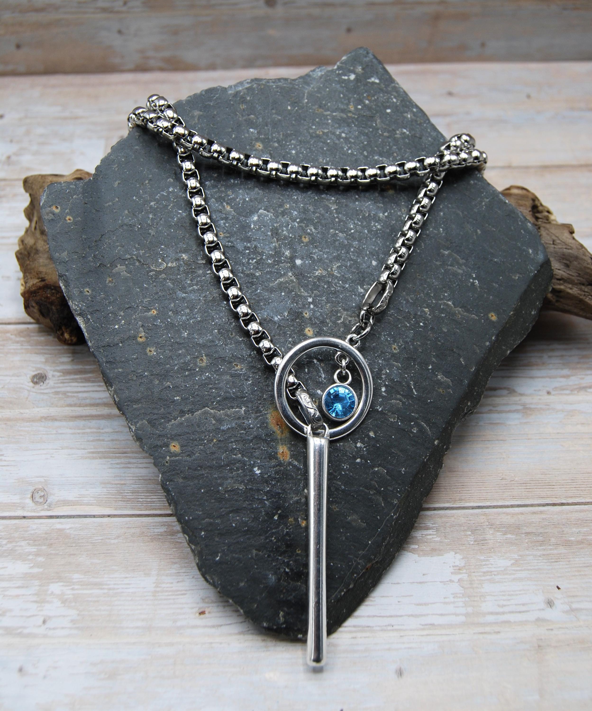 Silver Lariat Necklace: Crystal Stainless Steel Wrap, Adjustable Y