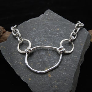 Gros collier tendance en acier inoxydable : pendentif abstrait en argent