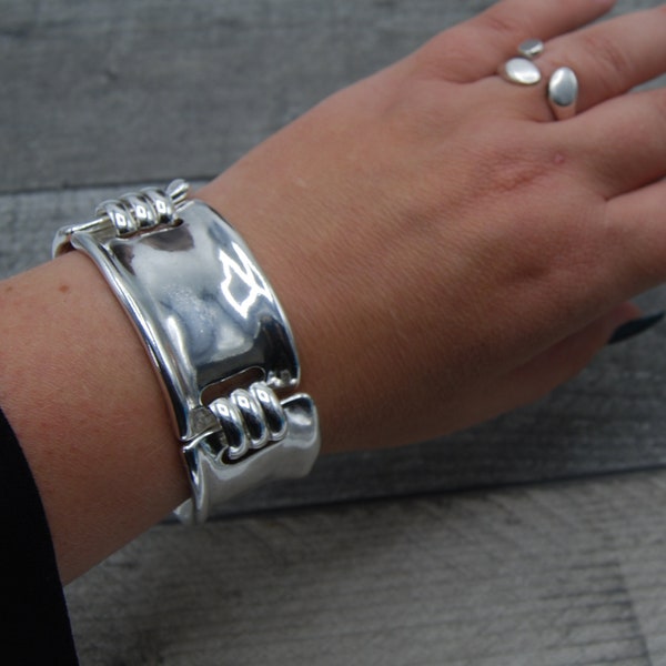 Statement Silber Armband, Wickelarmband Massiv Silber, Breites Silber Armband, Chunky Silber Armband, Geschenk für sie, Einzigartige Silber Armband