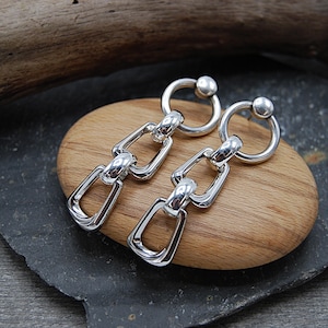Silver Dipped Geometric Drop Earrings: Statement  Jewelry  Geometric Silver Earrings, Statement Silver Earrings, Statement Silver Earrings,