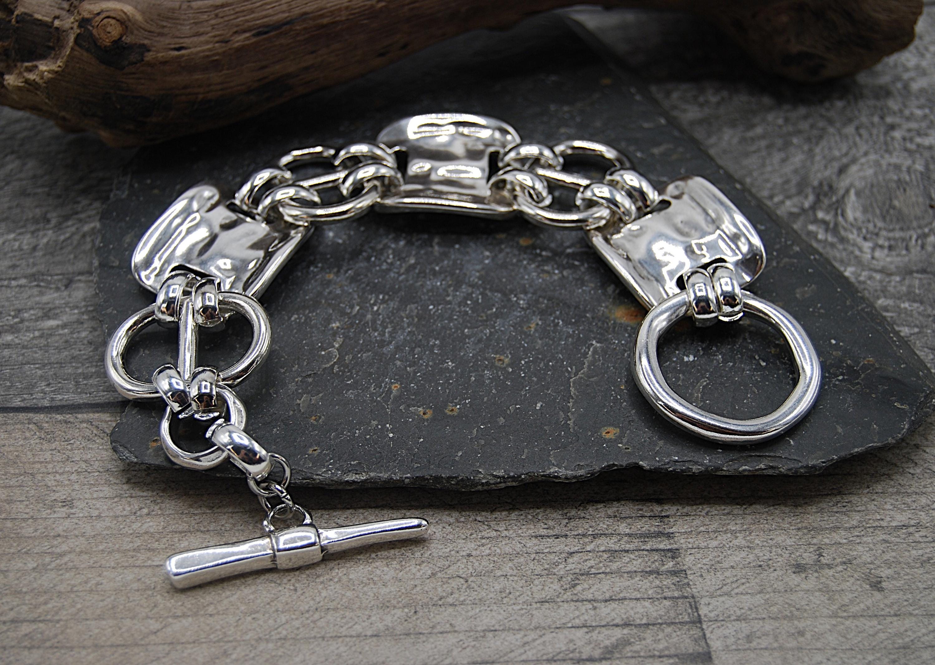 Bracelet Manchette Brutaliste Vintage En Argent Massif 925 - Poinçonné - Bon état