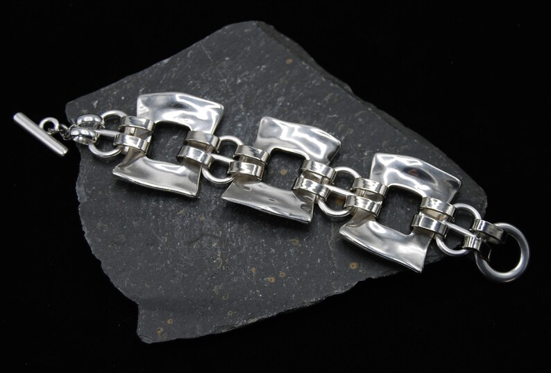 Statement Silver Bracelet, Chunky Silver Bracelet, Silver Toggle Clasp, Silver Padlock, Chunky Rolo Chain Bracelet, Solid Silver Bracelet image 9