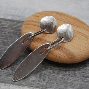 Antique Silver Earrings, Silver Oval Earrings, Statement Silver Earrings, Large Silver Earrings, Hammered Silver Earrings, Gift For Her