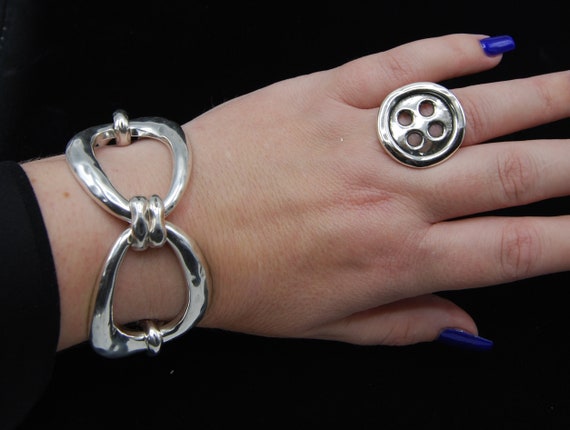 Statement Silver Bracelet Silver Large Link Bracelet Chunky