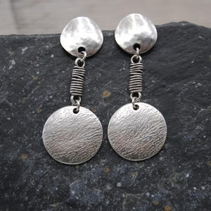Antique Silver Statement Earrings: Chunky Circle Dangle