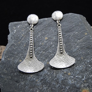 Antique Silver Plated Statement Earrings: Abstract Dangle Design