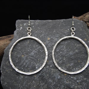 Antique Silver Hoop Earrings, Large Silver Hoop Earrings, Gift For Her, Statement Silver Earrings, Silver Drop Earrings