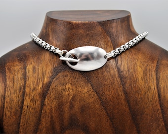 Stainless Steel Toggle Clasp Choker: Heavy Silver Chain Necklace
