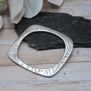 Geometric Square Silver Bangle – Sterling Silver Plated Solid Statement Bracelet