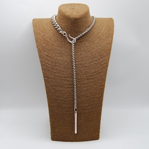 Statement Silver Hook Necklace: Chunky Stainless Steel Chain - Etsy