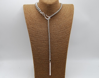 Statement Silver Hook Necklace: Chunky Stainless Steel Chain - Etsy