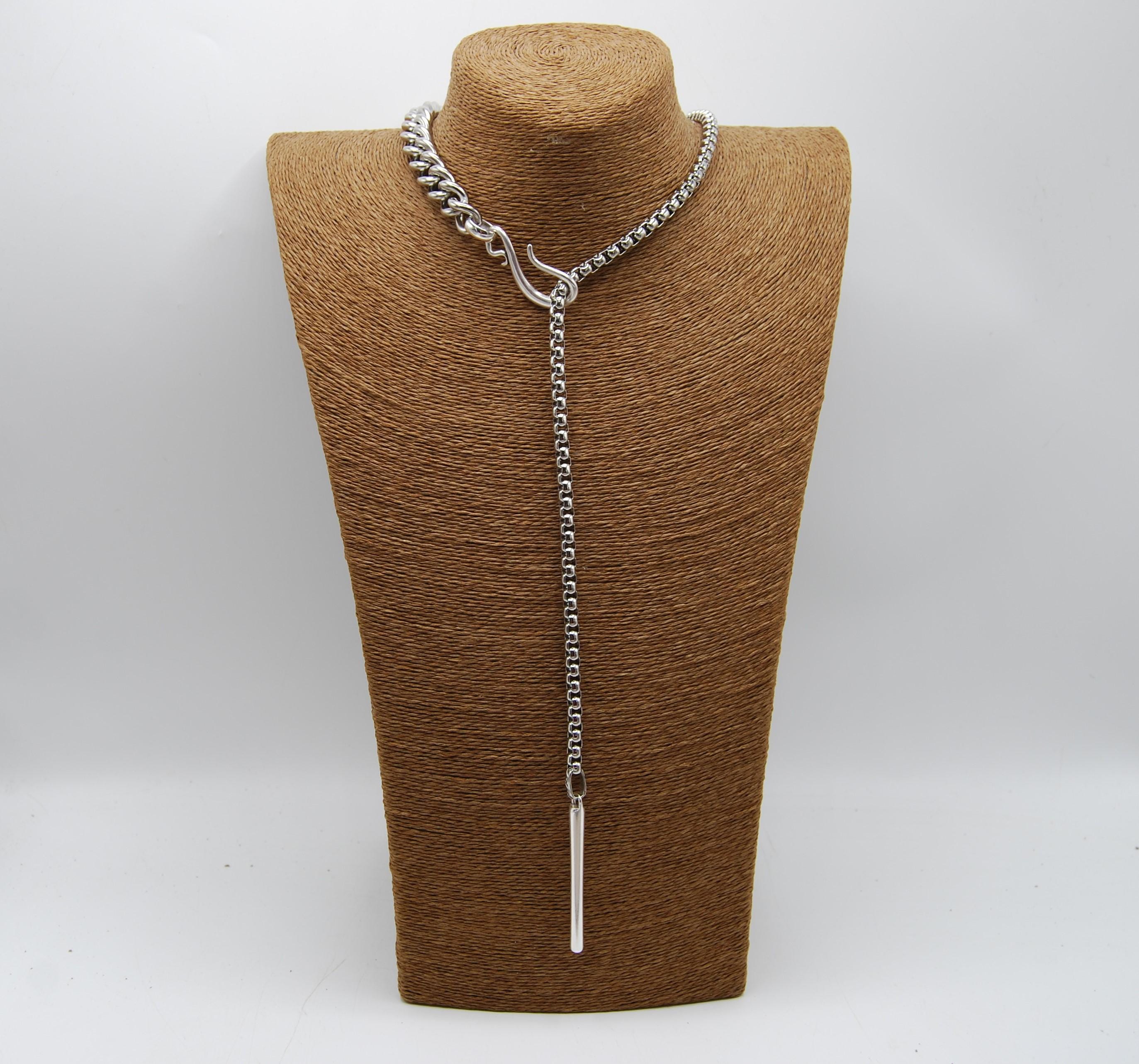 Statement Silver Hook Necklace: Chunky Stainless Steel Chain - Etsy