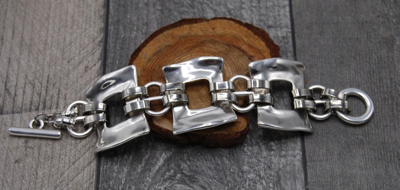 Statement Silver Bracelet, Chunky Silver Bracelet, Silver Toggle Clasp, Silver Padlock, Chunky Rolo Chain Bracelet, Solid Silver Bracelet image 7