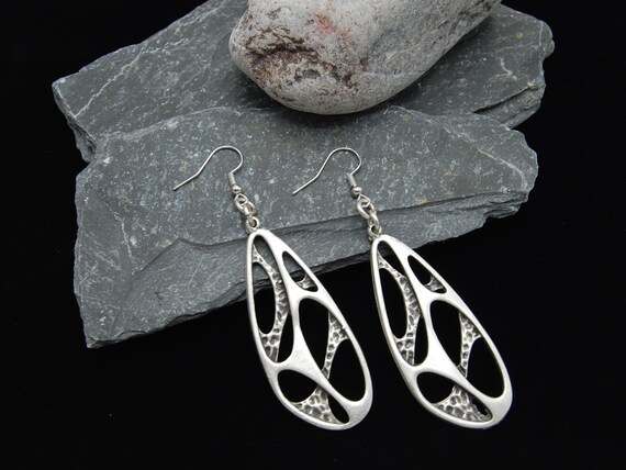 Antique Silver Abstract Style Dangling Drop Ear Wire Earrings
