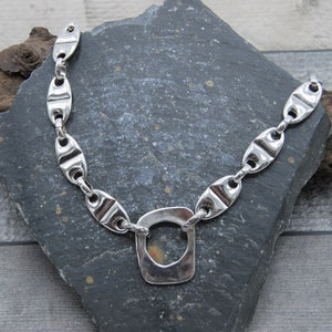 Silber Statement Halskette, Abstrakte Silberkette, Silber große Gliederkette, Geschenk für sie, Silber klobige Halskette, Abstrakter Anhänger