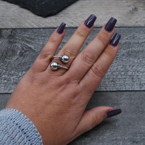 Silver Wrap Ring, Adjustable Silver Ring, Statement Silver Ring, Stacking Silver Ring, Gift For Her, Silver Cuff Ring, Silver Ball Ring