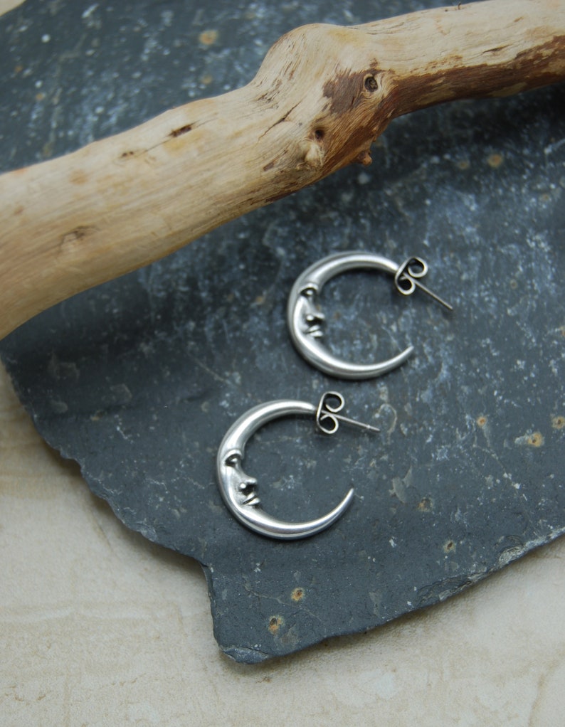 Silver half moon earrings Clearance