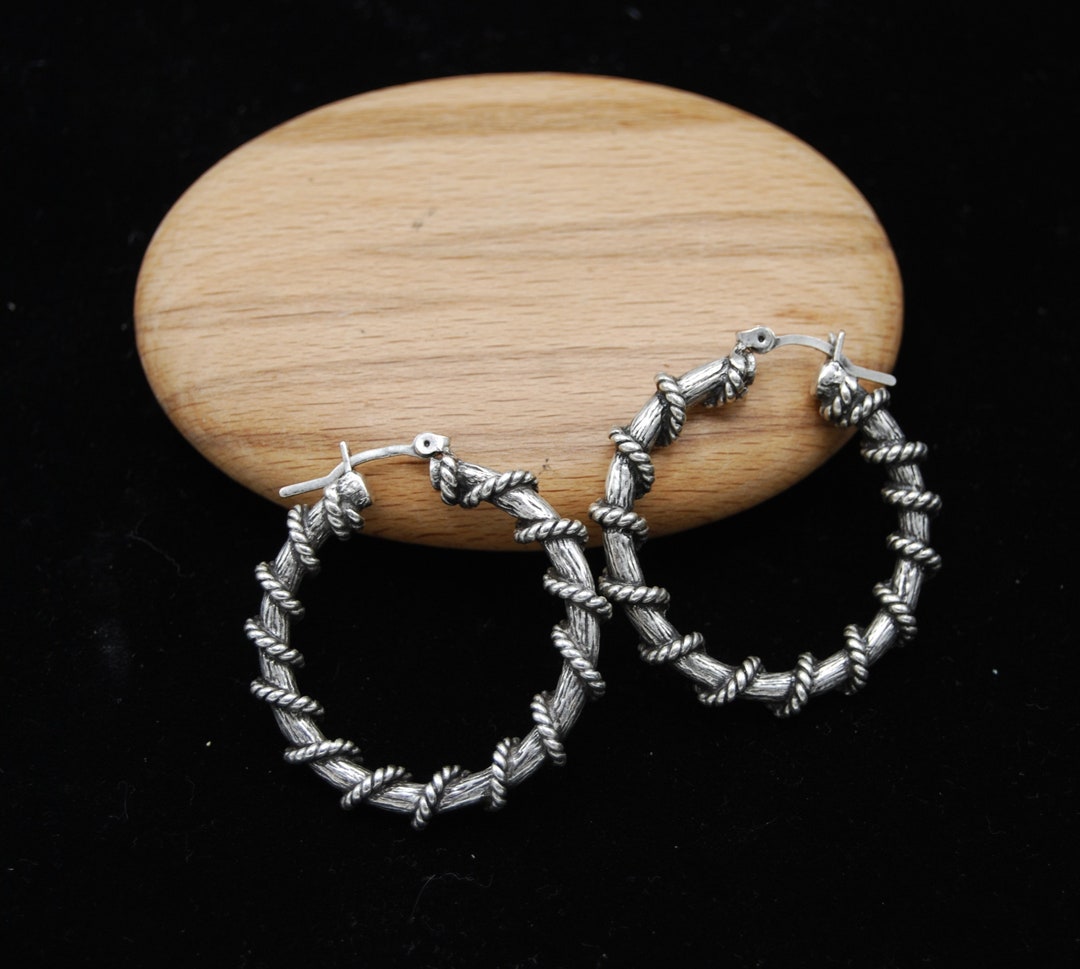 Retro Silver Hoop Earrings main image 0