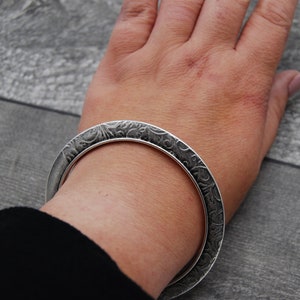 Antique Silver Bangle, Engraved Silver Bangle, Statement Silver Bangle, Thick Silver Bangle, Chunky Silver Bangle, Stacking Bangle