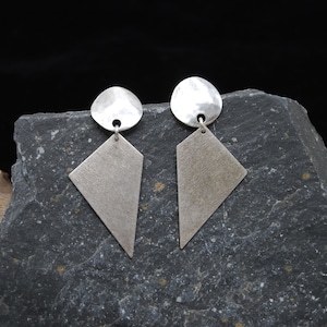 Silver Geometric Statement Earrings: Chunky Design  Statement Silver Earrings, Large Earrings, Big Earrings, Geometric Earrings,  For Her