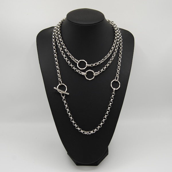 Collier en acier inoxydable, collier croisé en argent, collier superposé en argent, collier en argent à fermoir bascule, chaîne rolo en argent, collier superposable