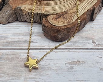 Gold 18K Plated Star Necklace, Minimalist Pendant