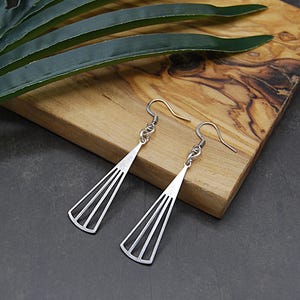 Silver Plated Triangle Drop Earrings: Abstract Statement Jewelry