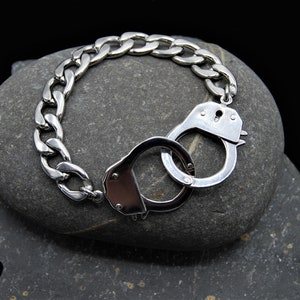 Men's stainless steel handcuff hotsell bracelet