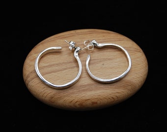 Sterling Silver Dipped Large Hoop Earrings: Irregular Statement Hoops