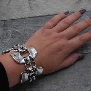 Statement Silver Bracelet, Chunky Silver Bracelet, Silver Toggle Clasp, Silver Chunky Rolo Chain Bracelet, Solid Silver Bracelet image 5