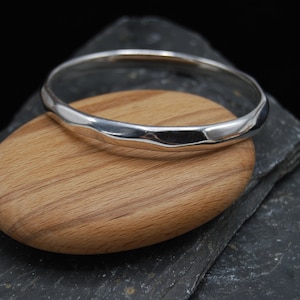 Heavy Silver Bangle, Silver Stacking Bangle, Irregular Shaped Silver Bangle, Hammered Silver Bangle, Statement Silver Bangle, Chunky Bangle