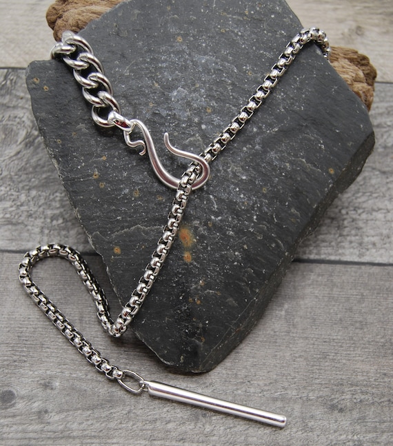 Statement Silver Hook Necklace: Chunky Stainless Steel Chain - Etsy