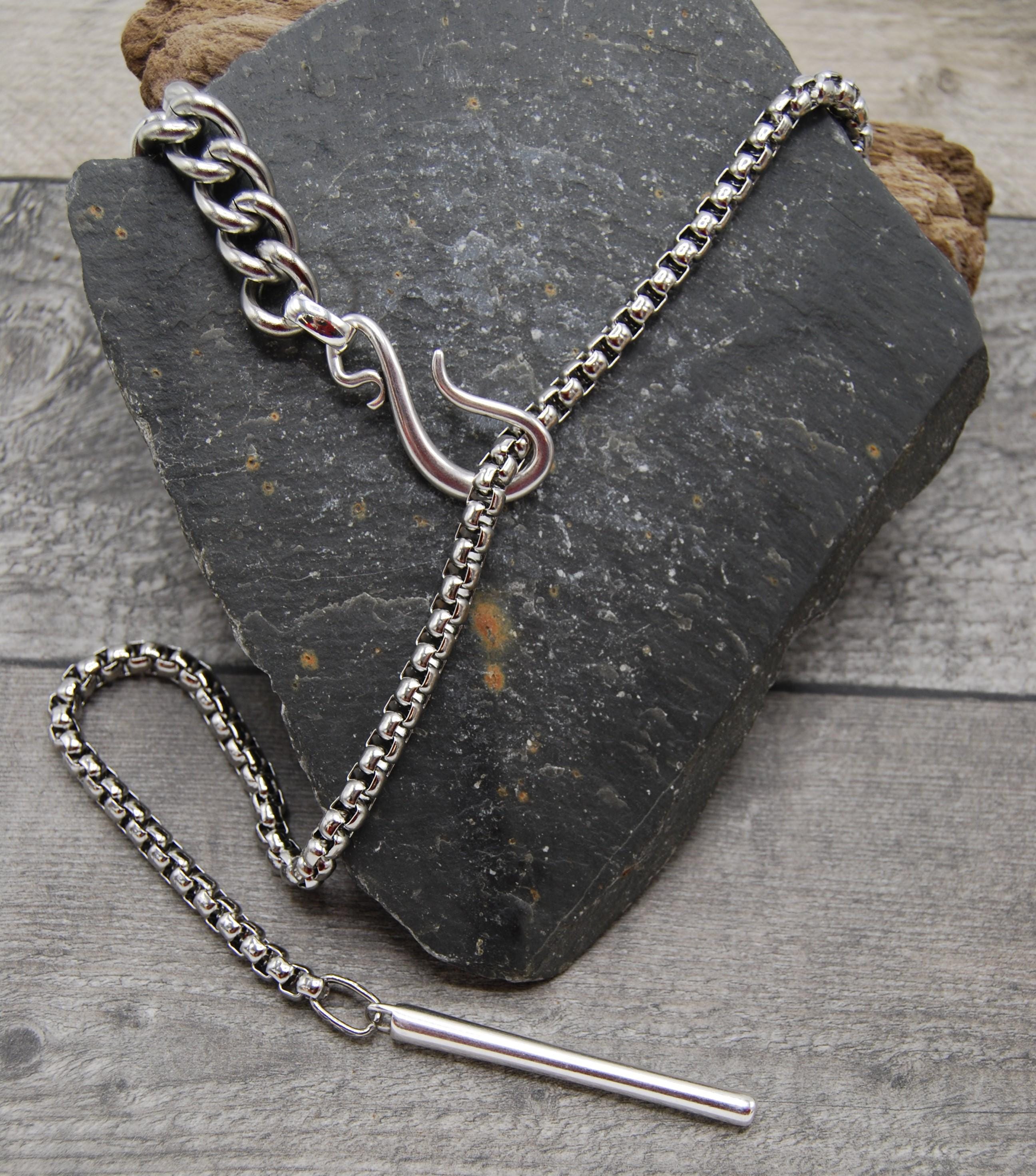 Statement Silver Hook Necklace: Chunky Stainless Steel Chain - Etsy