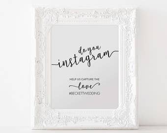 Instagram Printable, Instagram Hashtag Sign, Wedding Sign, Wedding Ideas, Instagram Print, Wedding Print