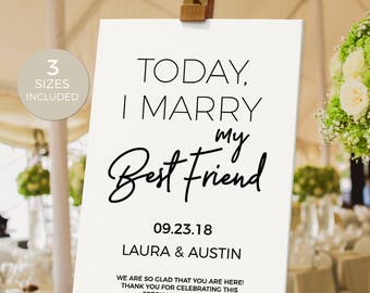 Welcome to Our Wedding Sign, Wedding Sign, Welcome Wedding Printable, DIY, Template, PDF Instant Download, Marry My Best Friend