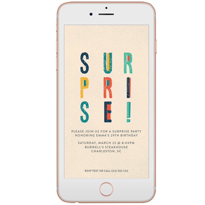 Electronic Invitation Surprise Party 3 Styles Etsy