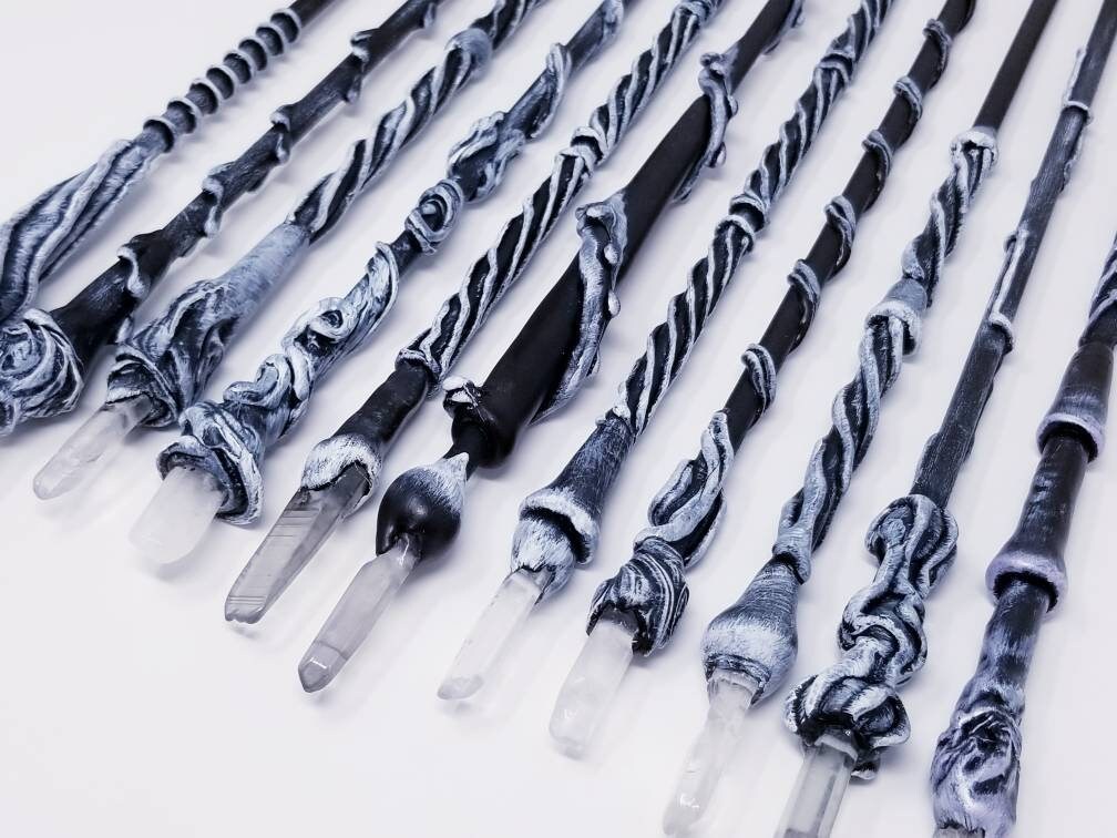 Witch Wands Crystal Black and White Magic Wands Various Etsy