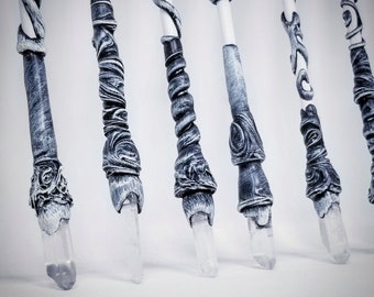 Surprise Me Black and White Wands Quartz Crystal Witch Fairy - Magic Wand - Witch Wand - Wizard - Gift Accessory - Witchcraft - Wicca Goth