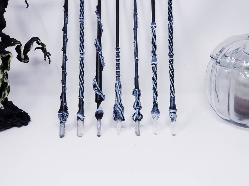 Witch Wands Crystal Black and White Magic Wands Various Etsy