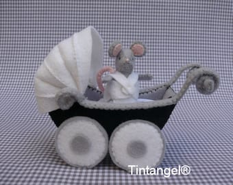 Monty of Mice Meadows and his Pram - PDF pattern - instant downlad - Victorian Style