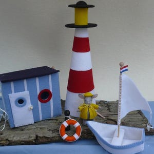 Felt Mouse Beach House, Lighthouse, Boat Sewing Pattern (PDF Download)