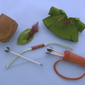 Robin Hood Costume sewing Pattern - clothing for toy animals - Felt crafting - PDF