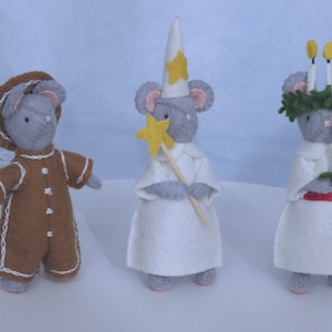 Santa Lucia Mice - PDF felt pattern - instant download
