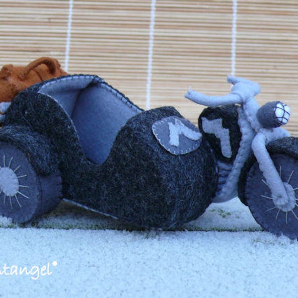 Motorcycle with sidecar - PDF felt pattern - instant download