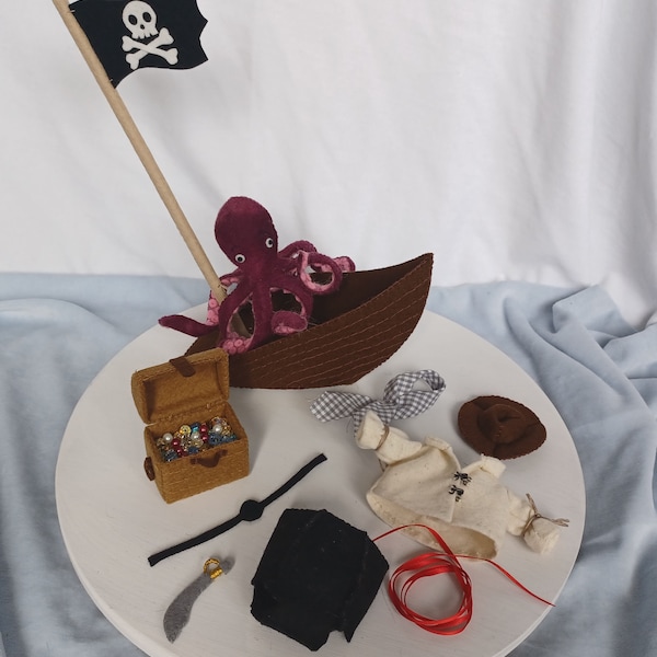 Dress to Impress Piratenkostüm mit Schiffswrack, Schatzkammer und Oktopus. PDF Schnittmuster - Sofort Download - kein Tiermuster enthalten.