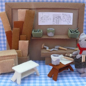 Carpenter workshop pattern with mouse  - PDF  - hand sewing - toy set