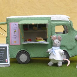 Patrón de camión de comida con ratón - PDF - costura a mano - proyecto de fieltro de verano - manualidades Waldorf