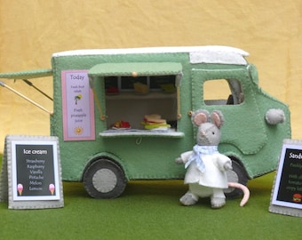 Food truck with Mouse pattern  - PDF - hand sewing - summer felt project - Waldorf crafting
