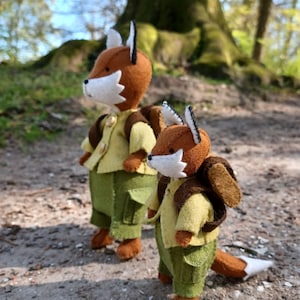 Hiking Foxes - PDF hand sewing pattern - felt craft project - Waldorf style - instant download